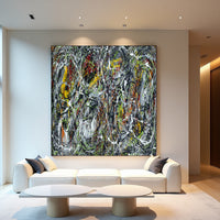 Original Abstract Wall Art Painting modern fine art Home Decor Jackson Pollock Style on Canvas - Luxurious Strings 17