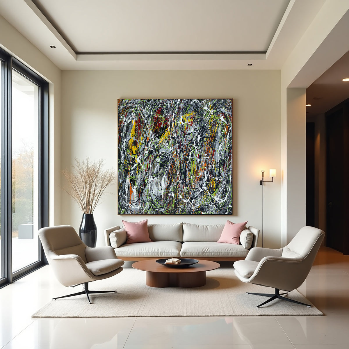 Original Abstract Wall Art Painting modern fine art Home Decor Jackson Pollock Style on Canvas - Luxurious Strings 17