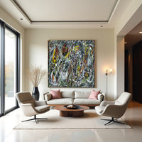 Original Abstract Wall Art Painting modern fine art Home Decor Jackson Pollock Style on Canvas - Luxurious Strings 17