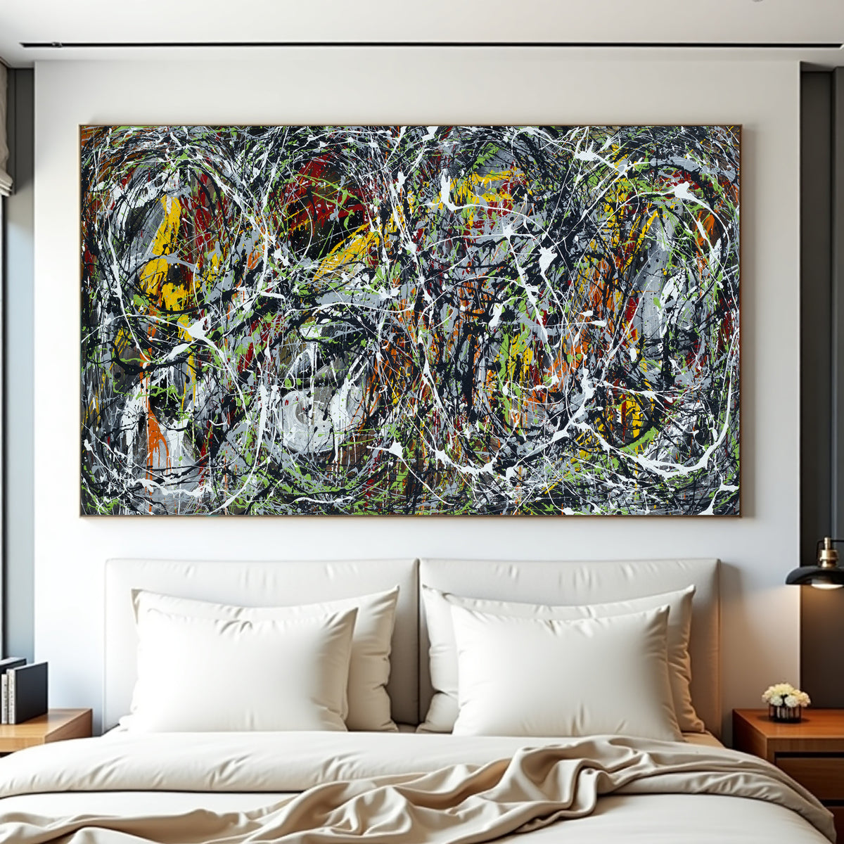 Original Abstract Wall Art Painting modern fine art Home Decor Jackson Pollock Style on Canvas - Luxurious Strings 17