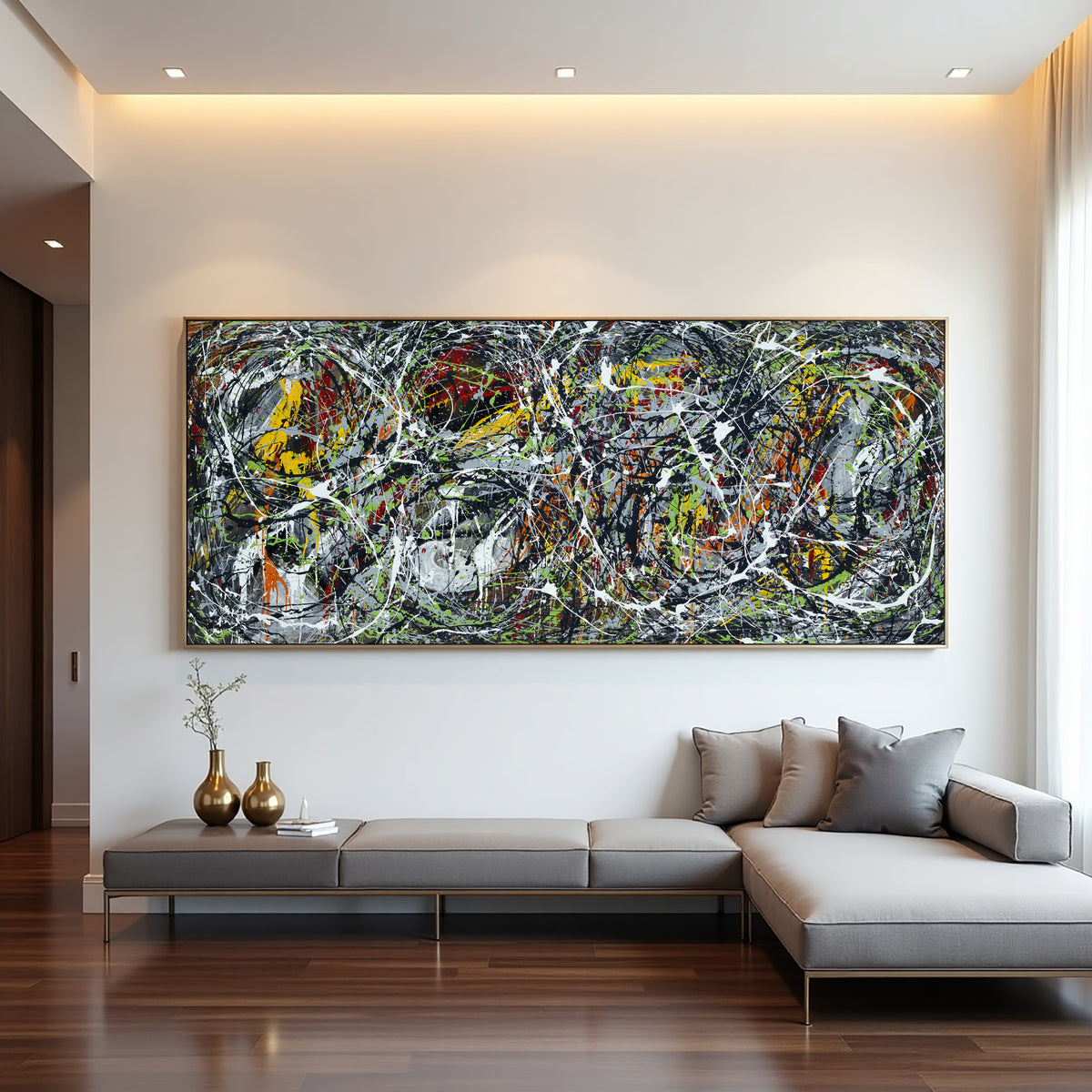 Original Abstract Wall Art Painting modern fine art Home Decor Jackson Pollock Style on Canvas - Luxurious Strings 17