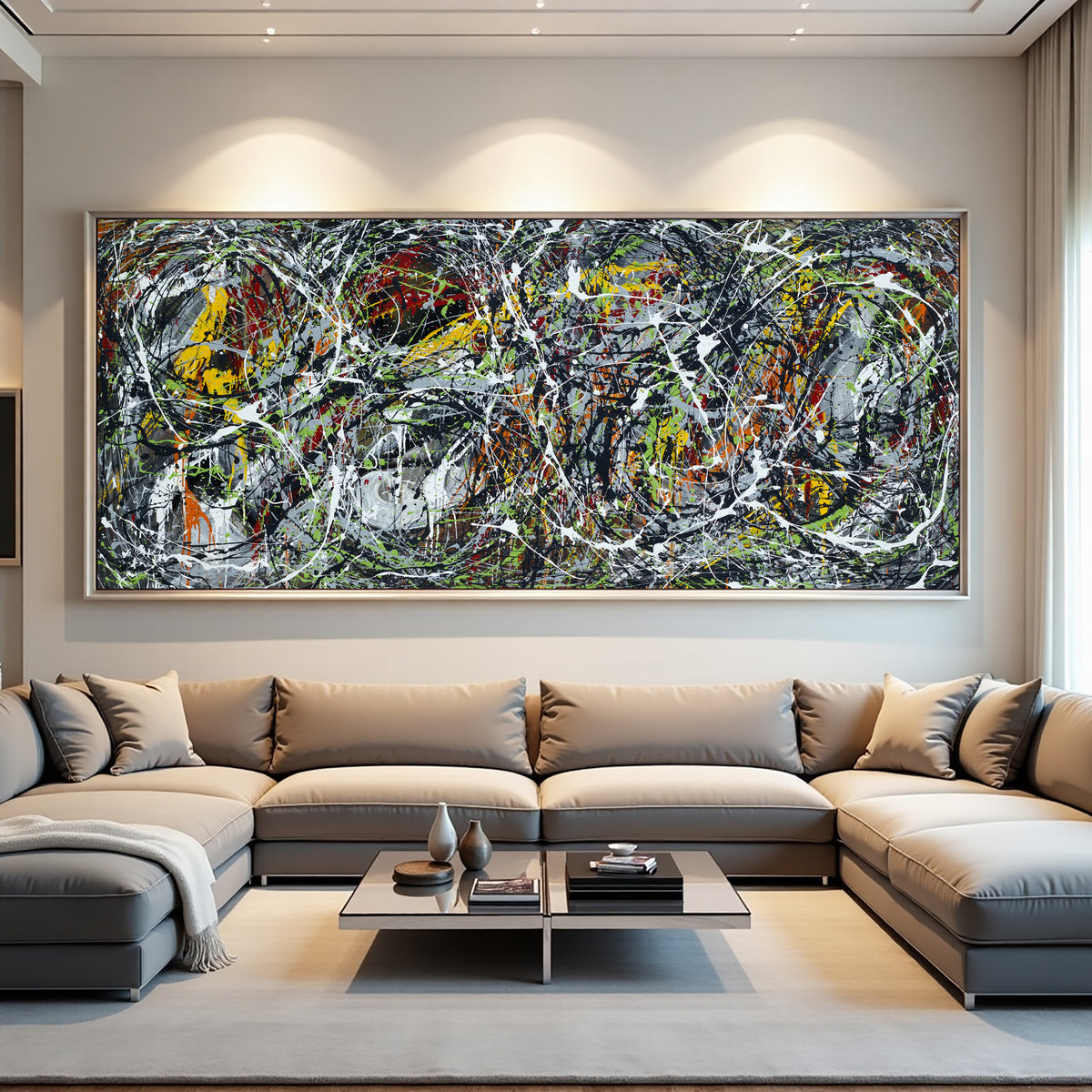 Original Abstract Wall Art Painting modern fine art Home Decor Jackson Pollock Style on Canvas - Luxurious Strings 25