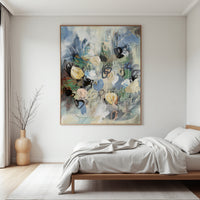 Abstract Floral Painting Blue Green
