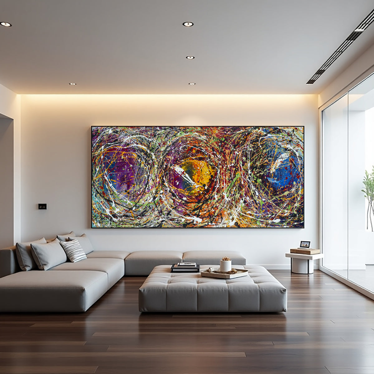 Original Abstract Wall Art Painting modern fine art Home Decor Jackson Pollock Style on Canvas - Luxurious Strings 20