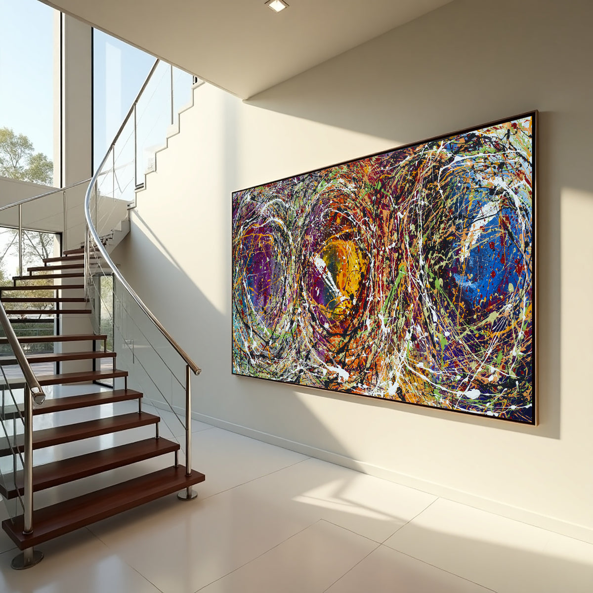 Original Abstract Wall Art Painting modern fine art Home Decor Jackson Pollock Style on Canvas - Luxurious Strings 20