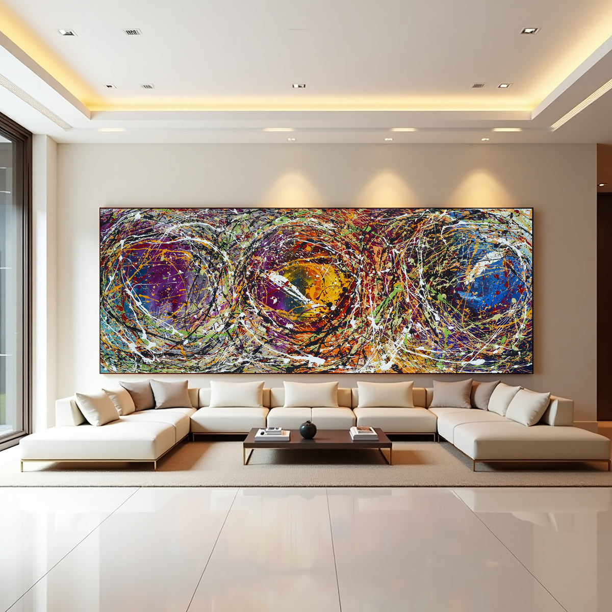 Original Abstract Wall Art Painting modern fine art Home Decor Jackson Pollock Style on Canvas - Luxurious Strings 20