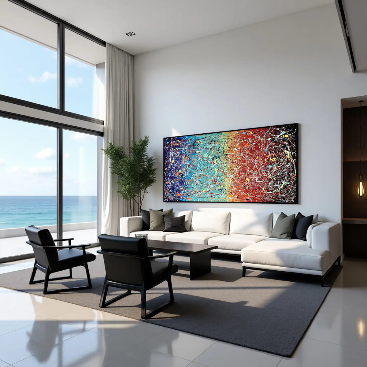 Original handmade abstract wall art painting for modern home decor, vibrant colorful canvas artwork for sale online