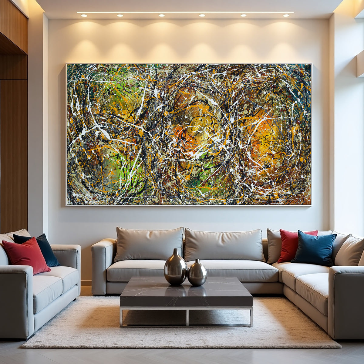 Original Abstract Wall Art Painting modern fine art Home Decor Jackson Pollock Style on Canvas - Luxurious Strings 24