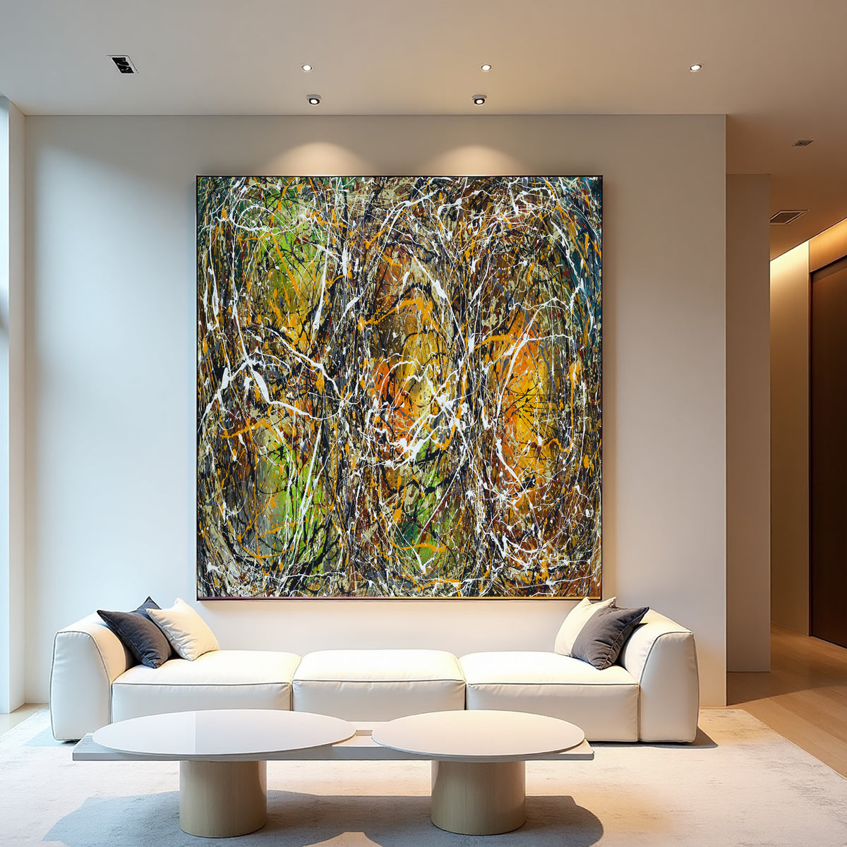 Original Abstract Wall Art Painting modern fine art Home Decor Jackson Pollock Style on Canvas - Luxurious Strings 24