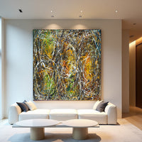 Original Abstract Wall Art Painting modern fine art Home Decor Jackson Pollock Style on Canvas - Luxurious Strings 24