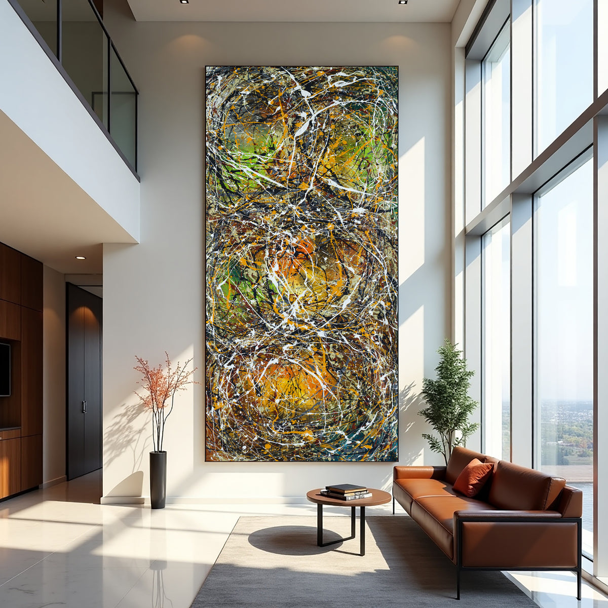 Original Abstract Wall Art Painting modern fine art Home Decor Jackson Pollock Style on Canvas - Luxurious Strings 24