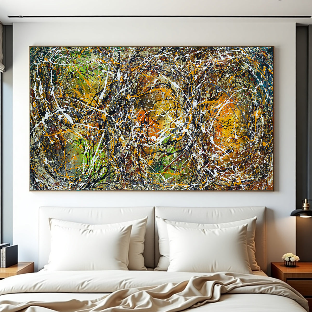 Original Abstract Wall Art Painting modern fine art Home Decor Jackson Pollock Style on Canvas - Luxurious Strings 24