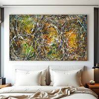 Original Abstract Wall Art Painting modern fine art Home Decor Jackson Pollock Style on Canvas - Luxurious Strings 24