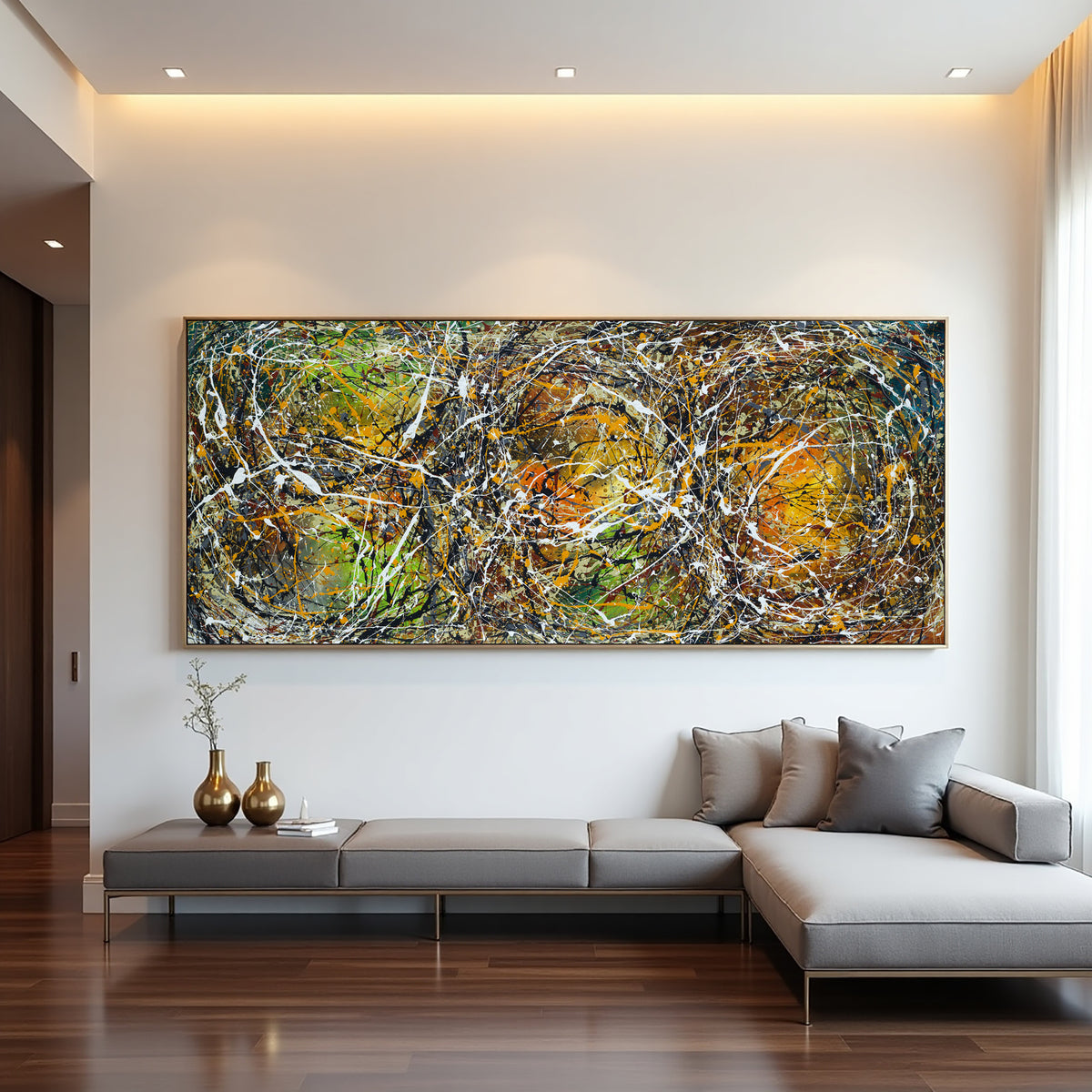Original Abstract Wall Art Painting modern fine art Home Decor Jackson Pollock Style on Canvas - Luxurious Strings 24