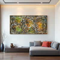 Original Abstract Wall Art Painting modern fine art Home Decor Jackson Pollock Style on Canvas - Luxurious Strings 24
