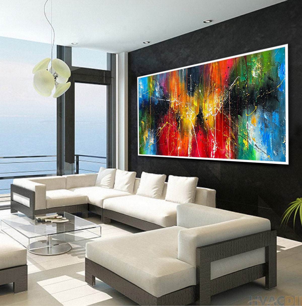 Large Original Abstract Painting modern fine Art Home Decor Jackson Pollock Style on Canvas - Abstract 2