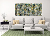 Large Original Abstract Painting modern fine Art Home Decor Jackson Pollock Style on Canvas - Luxurious Strings 16
