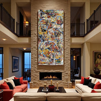 Bold Abstract Painting – Colorful Modern Drip Art – Large Canvas Wall Art – Handmade Jackson Pollock Style – Red Blue Yellow Artwork