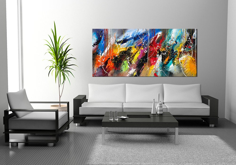 Large Original Abstract Painting modern fine Art Home Decor Jackson Pollock Style on Canvas - Abstract 1