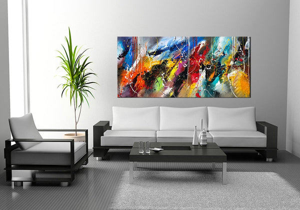Large Original Abstract Painting modern fine Art Home Decor Jackson Pollock Style on Canvas - Abstract 1