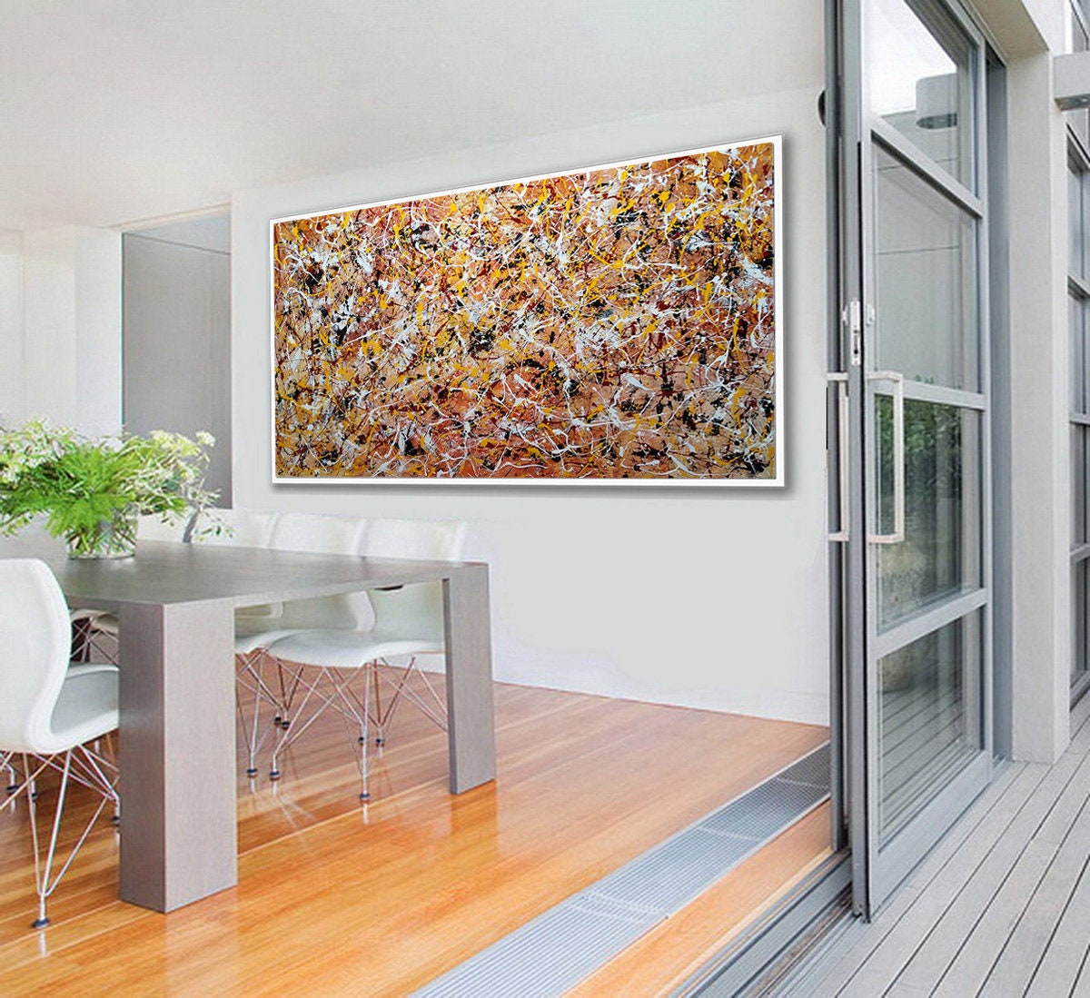 Large Original Abstract Painting modern Wall Art Home Decor Jackson Pollock Style on Canvas - Drip Painting 3