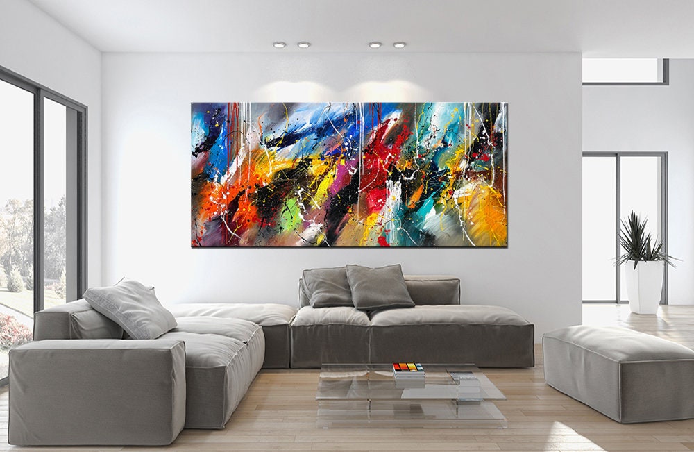 Large Original Abstract Painting modern fine Art Home Decor Jackson Pollock Style on Canvas - Abstract 1