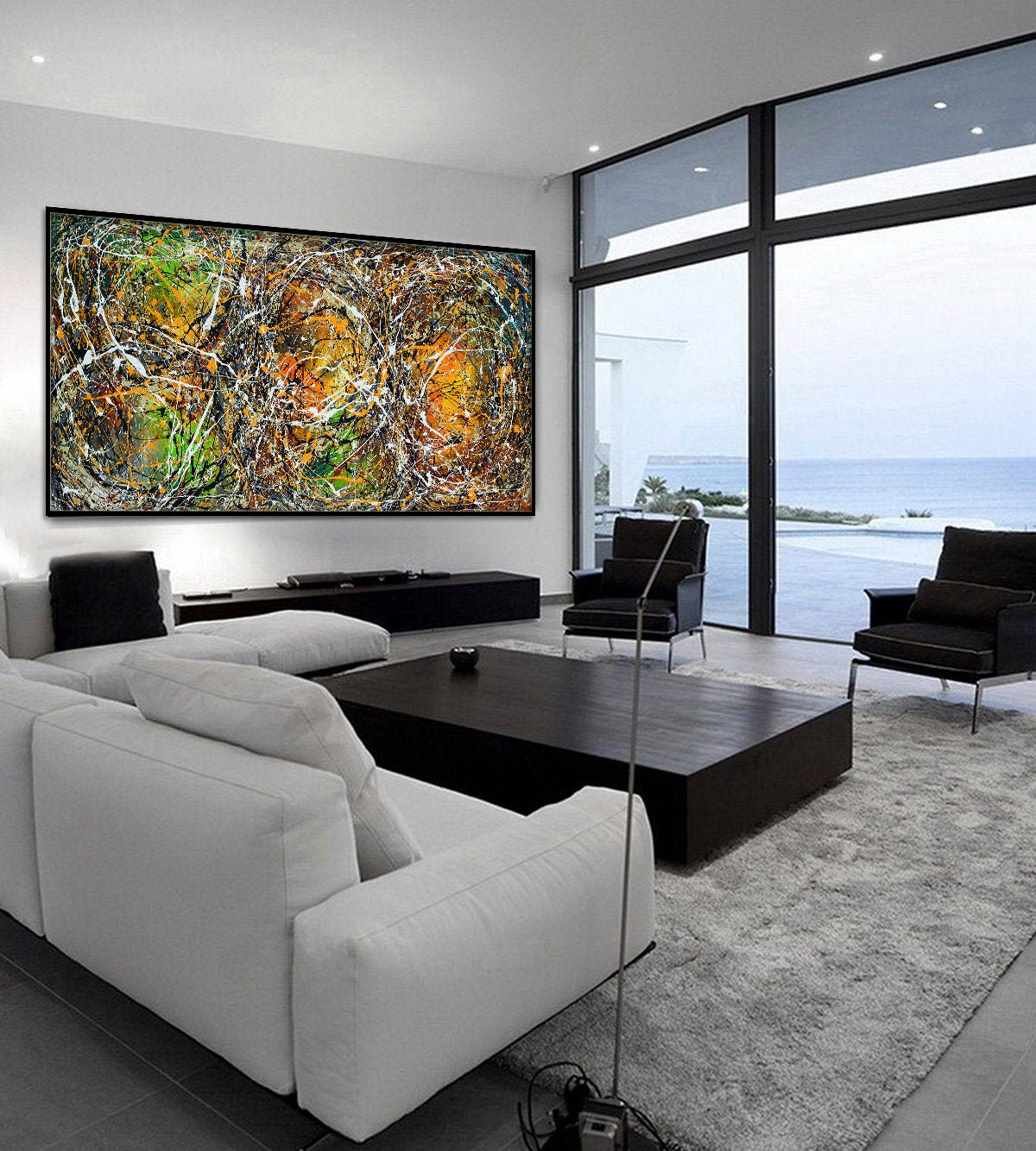 Original Abstract Wall Art Painting modern fine art Home Decor Jackson Pollock Style on Canvas - Luxurious Strings 20