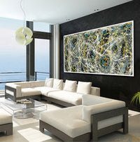 Large Original Abstract Painting modern fine Art Home Decor Jackson Pollock Style on Canvas - Luxurious Strings 16