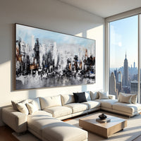 Abstract Cityscape Painting on Canvas