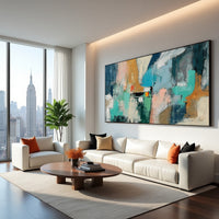 Neutral Textured Abstract Landscape Painting on Canvas – Original Hand-Painted Wall Art
