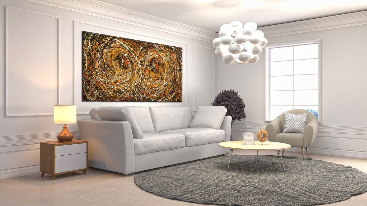 Original Abstract Wall Art Painting modern fine art Home Decor Jackson Pollock Style on Canvas - Luxurious Strings 26