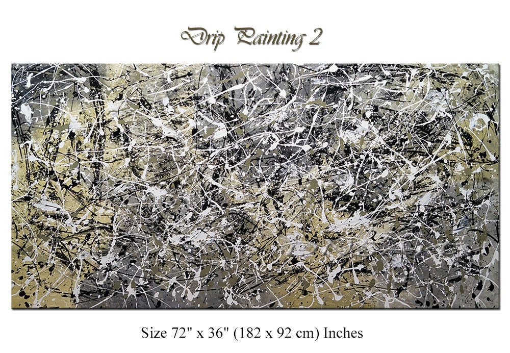 Large Original Abstract Painting modern Wall Art Home Decor Jackson Pollock Style on Canvas - Drip Painting 2
