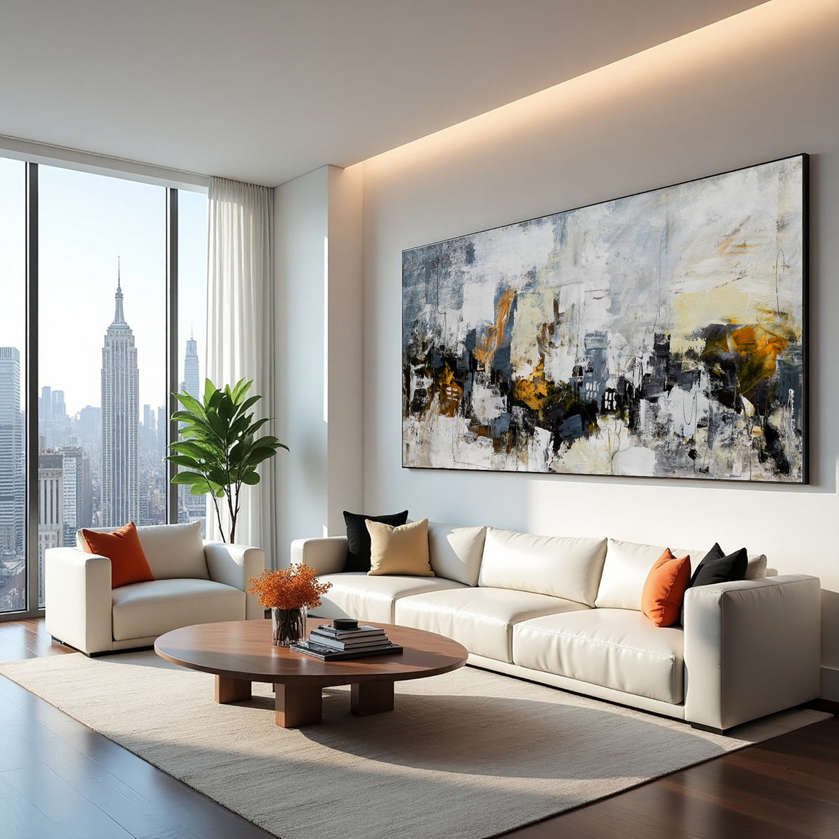 Minimal Teal Abstract Landscape Painting on Canvas – Original Hand-Painted Textured Wall Art