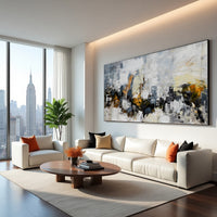 Minimal Teal Abstract Landscape Painting on Canvas – Original Hand-Painted Textured Wall Art