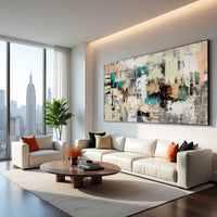 Textured Teal Neutral Abstract Painting