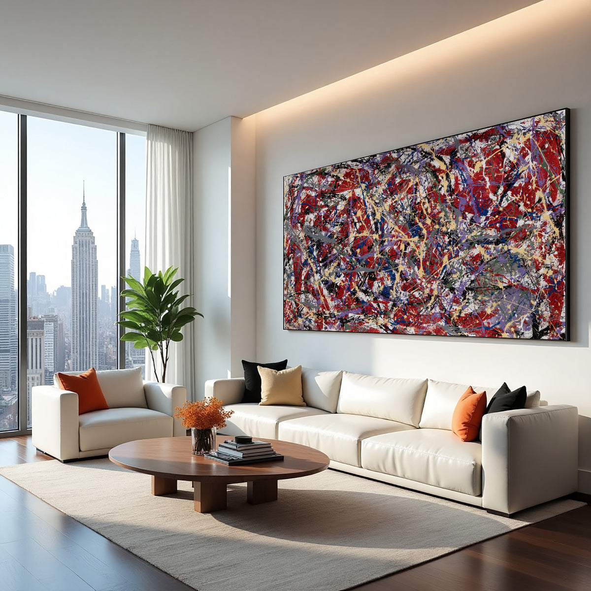 Jackson Pollock Style Drip Painting on Canvas – Original Hand-Painted Splatter Abstract Wall Art