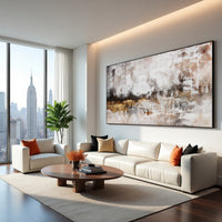Neutral Seascape Abstract Painting on Canvas – Original Hand-Painted Beige Wall Art