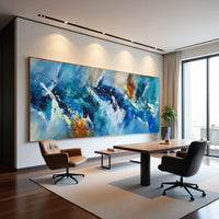Deep Blue Abstract Painting on Canvas