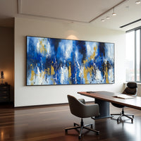 Blue Gold Luxury Abstract Painting on Canvas