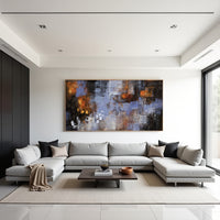 Blue Brown Abstract Painting on Canvas – Original Hand-Painted Modern Wall Art