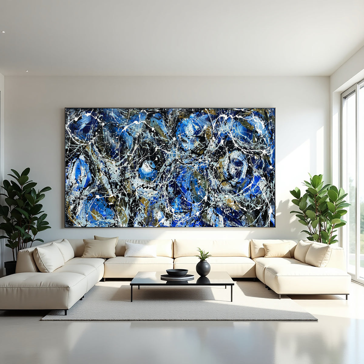 Original Abstract Wall Art Painting modern fine art Home Decor Jackson Pollock Style on Canvas - Luxurious Strings 23