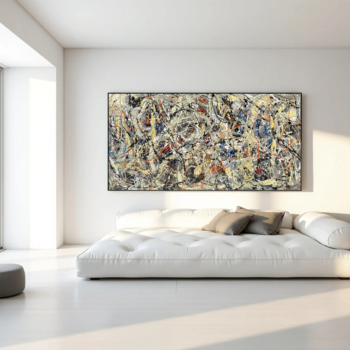 Large Jackson Pollock–style abstract canvas painting to buy online, statement wall art for modern interiors