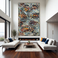 Jackson Pollock–Inspired Abstract Drip Painting on Canvas – Original Hand-Painted Modern Wall Art (Luxurious Strings 04)
