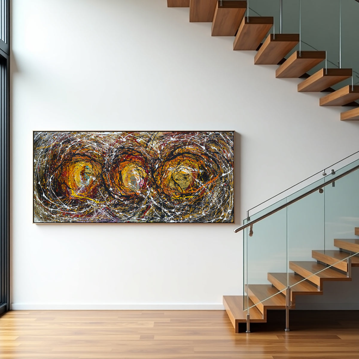 Large Original Abstract Painting modern fine Art Home Decor Jackson Pollock Style on Canvas - Luxurious Strings 16