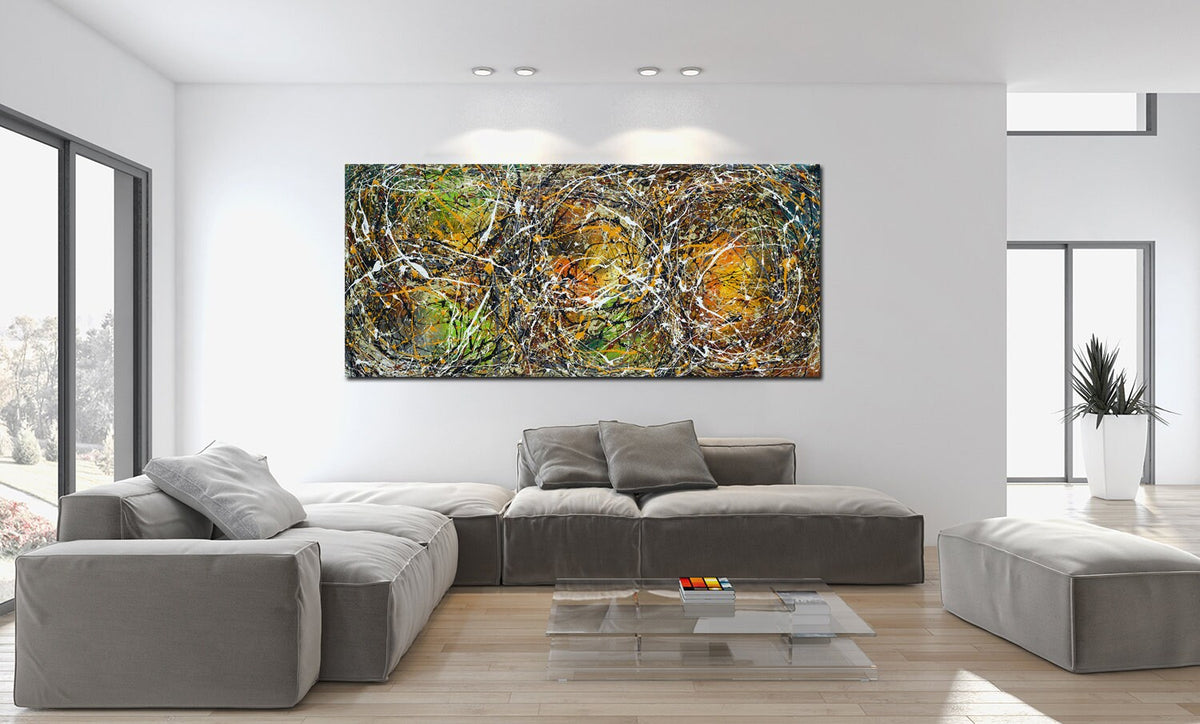 Original Abstract Wall Art Painting modern fine art Home Decor Jackson Pollock Style on Canvas - Luxurious Strings 20