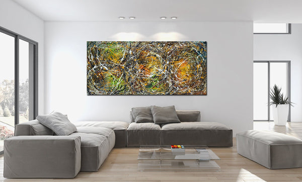 Original Abstract Wall Art Painting modern fine art Home Decor Jackson Pollock Style on Canvas - Luxurious Strings 20