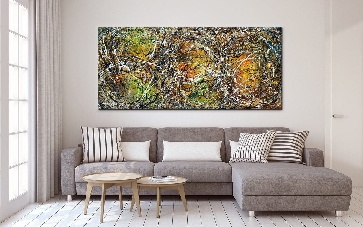Original Abstract Wall Art Painting modern fine art Home Decor Jackson Pollock Style on Canvas - Luxurious Strings 20