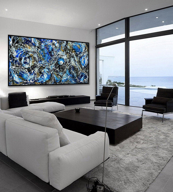 Large Original Abstract Painting modern fine Art Home Decor Jackson Pollock Style on Canvas - Luxurious Strings 14