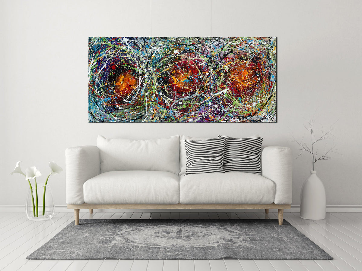 Original Abstract Wall Art Painting modern fine art Home Decor Jackson Pollock Style on Canvas - Luxurious Strings 23