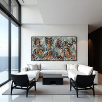 Jackson Pollock–Inspired Abstract Drip Painting on Canvas – Original Hand-Painted Modern Wall Art (Luxurious Strings 04)